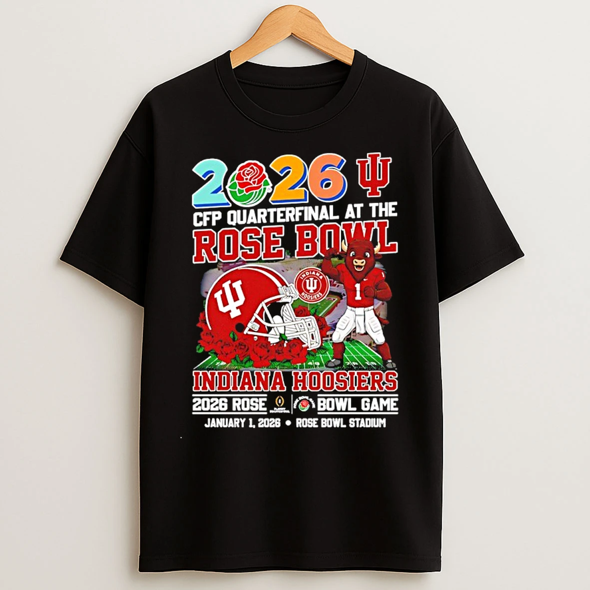 Classic Indiana Hoosiers 2026 Cfp Rose Bowl Game Mascot T Shirts