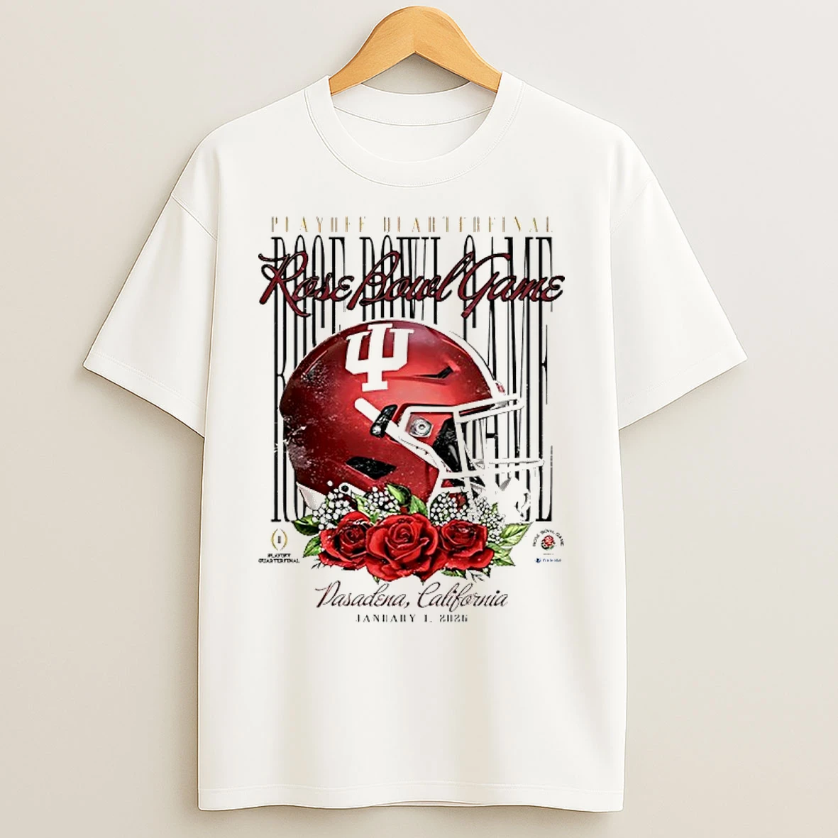 Classic Indiana Hoosiers 2026 Playoff Quarterfinal Rose Bowl Game Helmet T Shirts