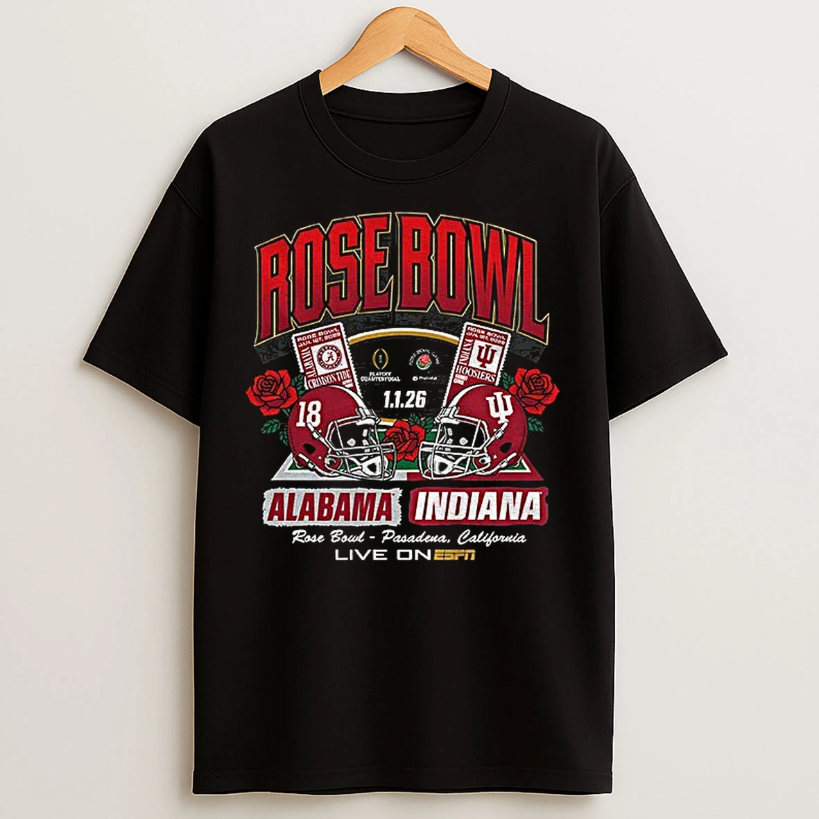 Classic Indiana Hoosiers 2026 Rose Bowl Vs Alabama Tickets T Shirts