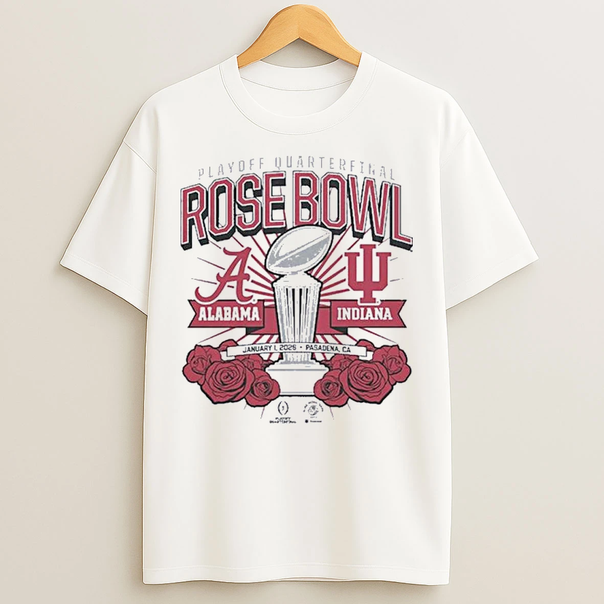 Classic Indiana Hoosiers Alabama Crimson Tide 2025 Cfp Rose Bowl Matchup T Shirts
