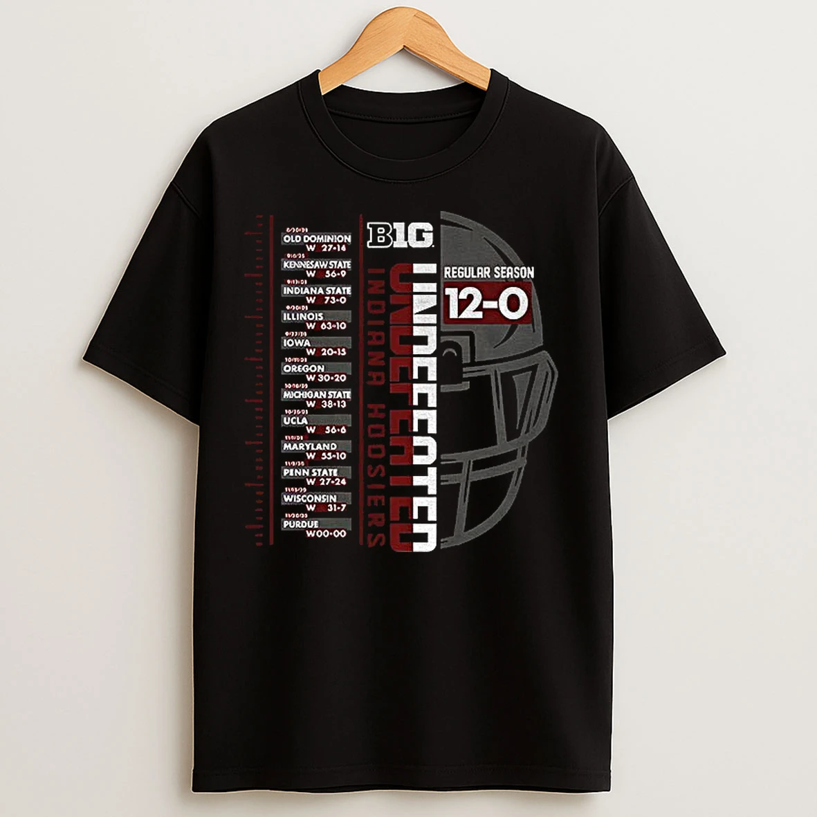 Classic Indiana Hoosiers Charcoal Football 2025 Undefeated Regular 12 0 T Shirts