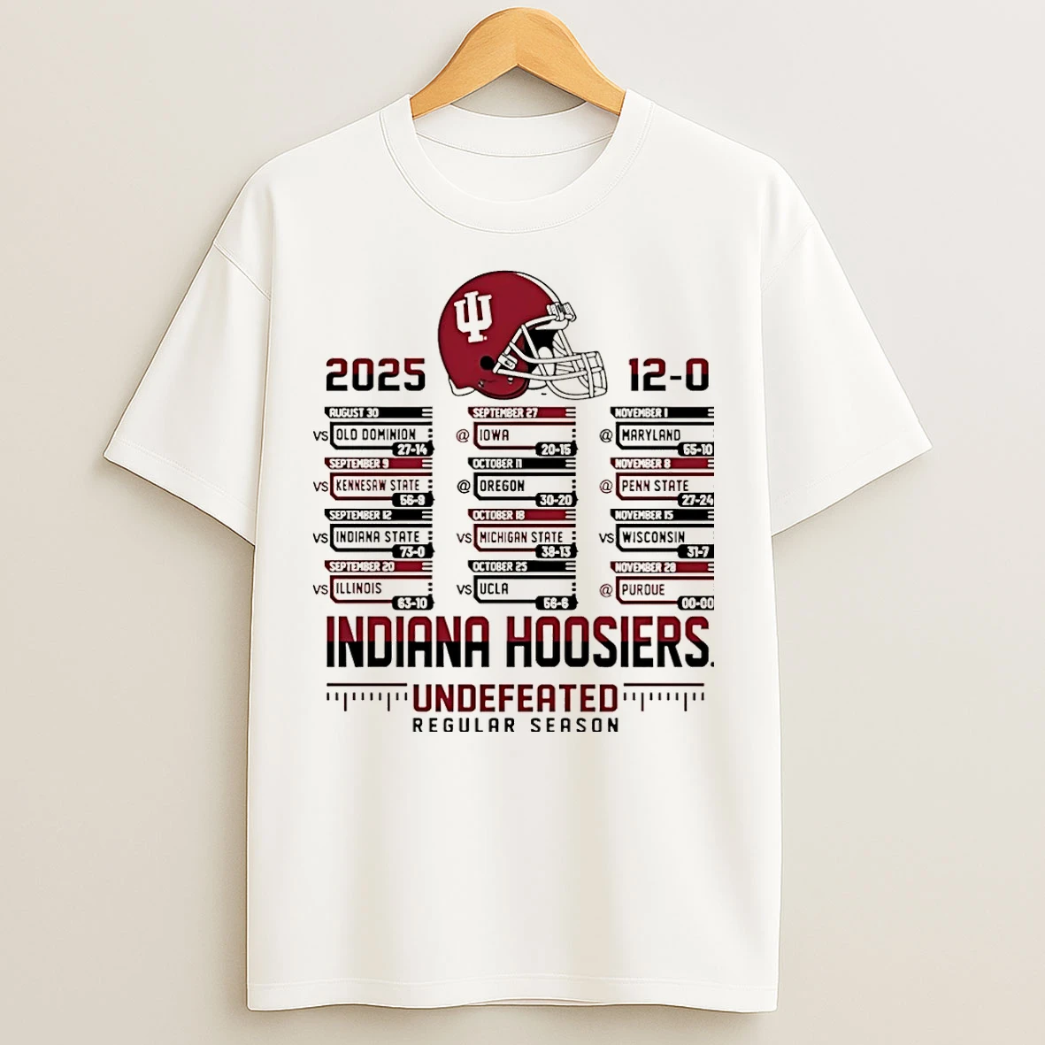 Classic Indiana Hoosiers Football 2025 Undefeated Regular Season Christmas T Shirts