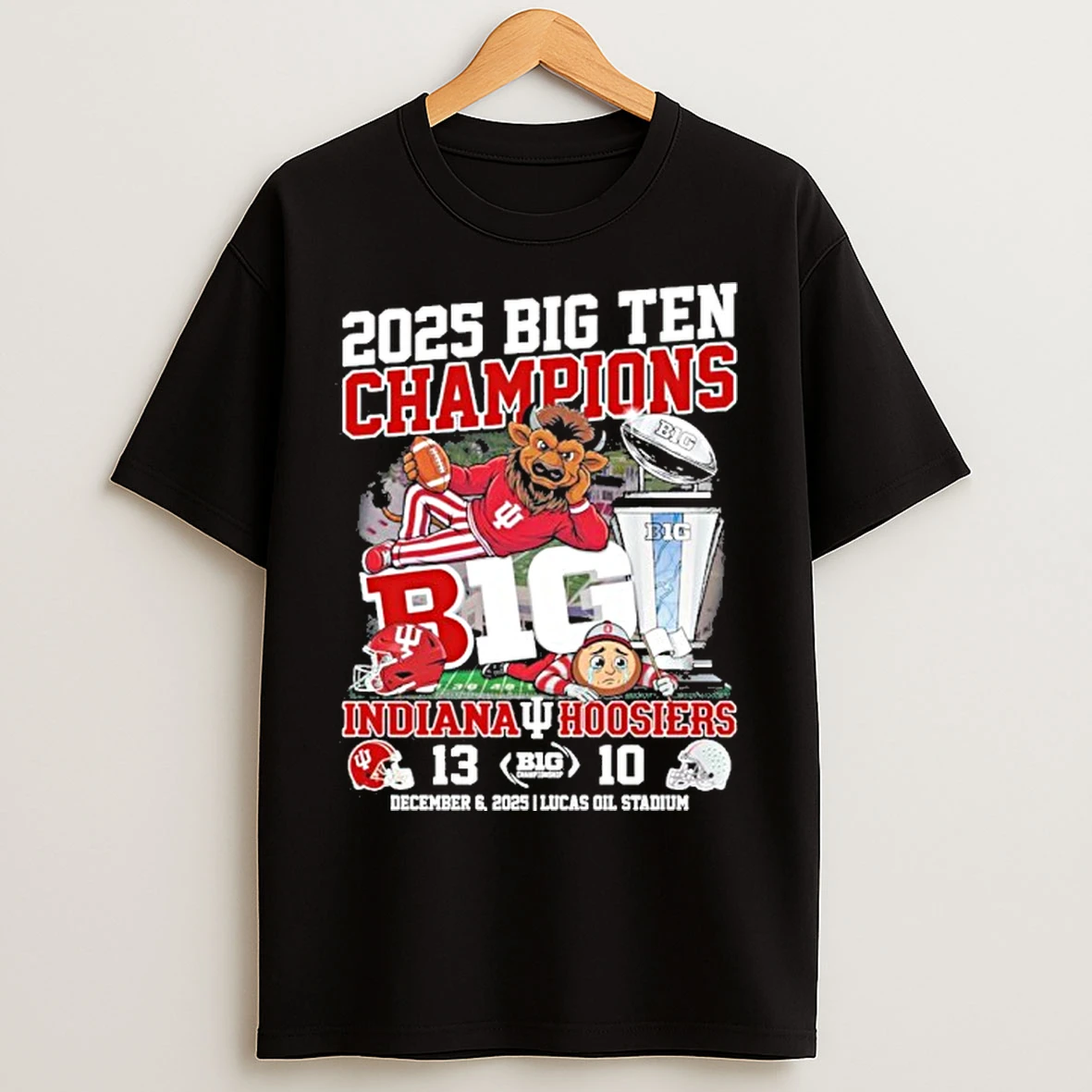 Classic Indiana Hoosiers Mascot 2025 Big 10 Conference Champions 13 10 Score T Shirts