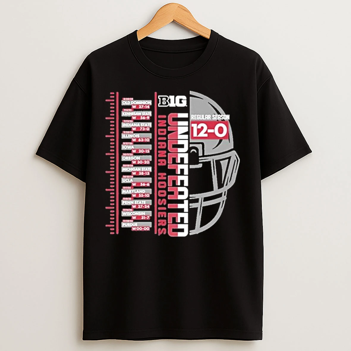 Classic Indiana Hoosiers Undefeated 12 0 Regular Season Helmet T Shirts