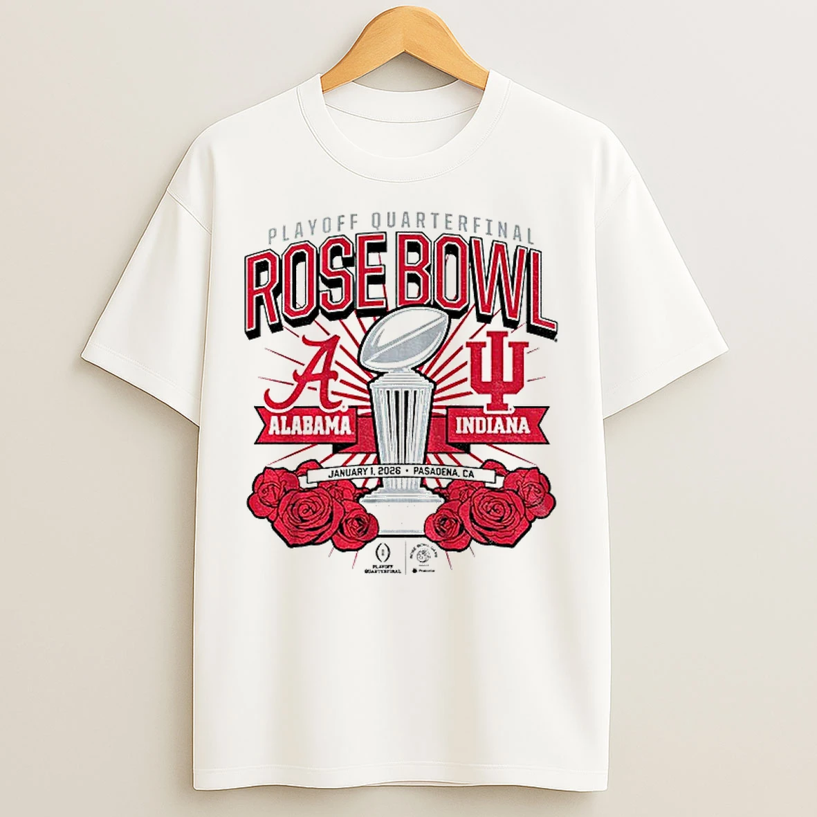Classic Indiana Hoosiers And Alabama Crimson Tide 2025 Cfp Rose Bowl Matchup Football T Shirts