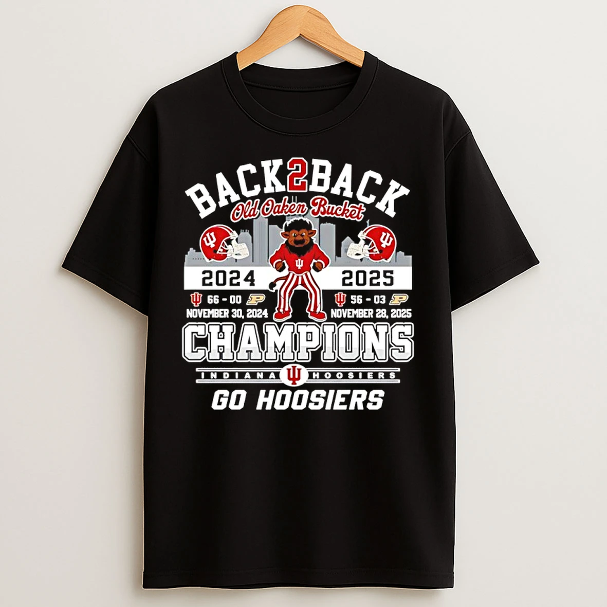 Classic Indiana Hoosiers Back2back Old Oaken Bucket Champion 24 25 Mascot T Shirts