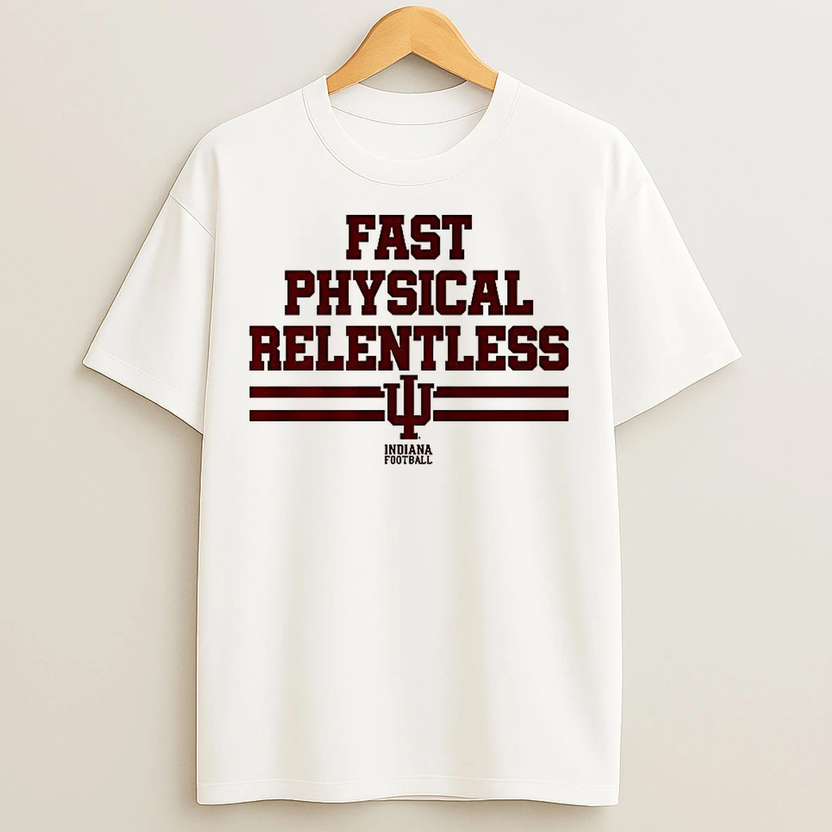 Classic Indiana Hoosiers Football Fast Physical Relentless Letter T Shirts