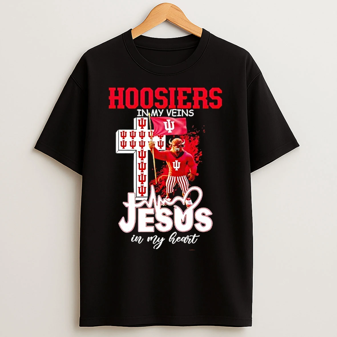 Classic Indiana Hoosiers In My Veins Jesus In My Heart Flag T Shirts