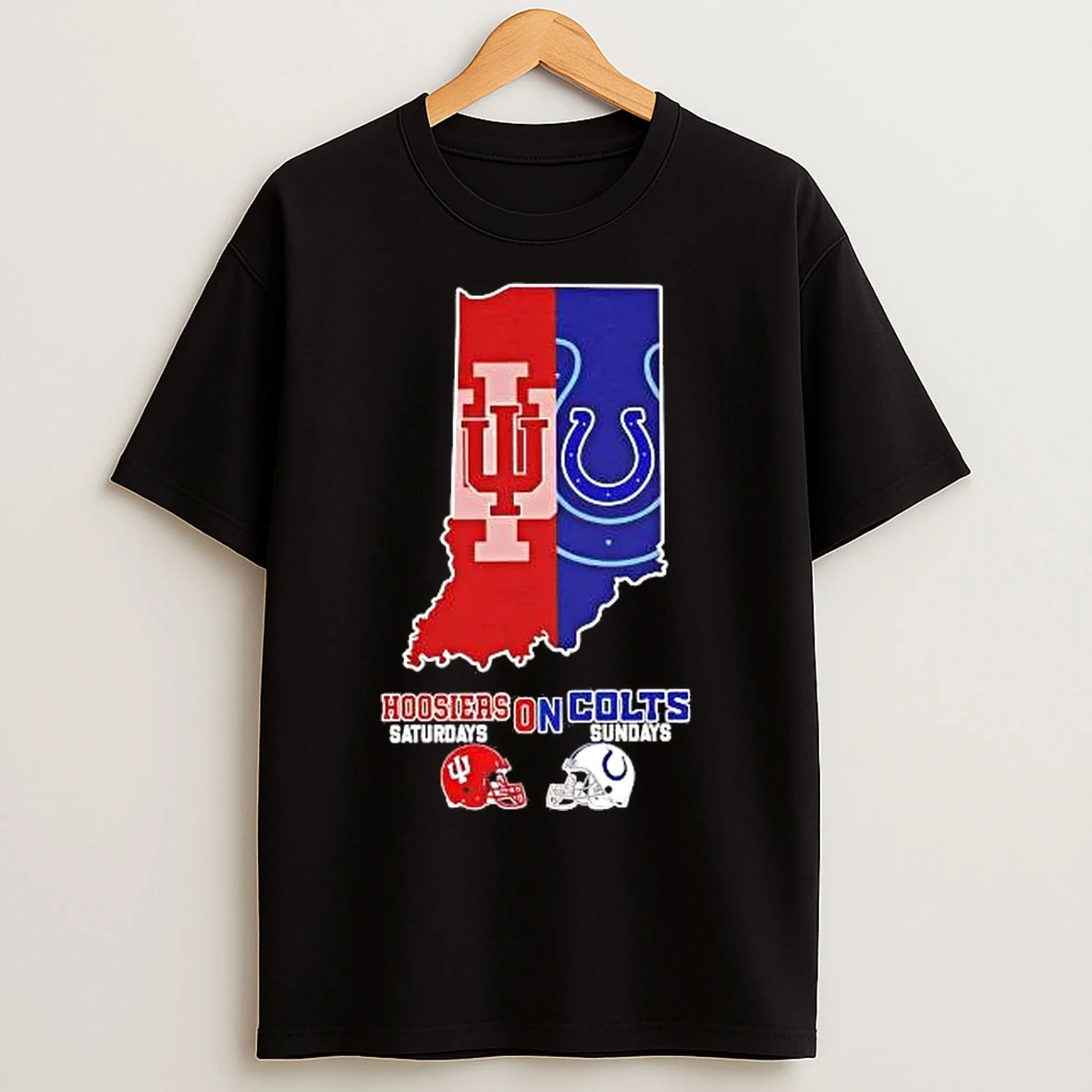 Classic Indiana Hoosiers On Saturdays Indianapolis Colts On Sundays Map T Shirts