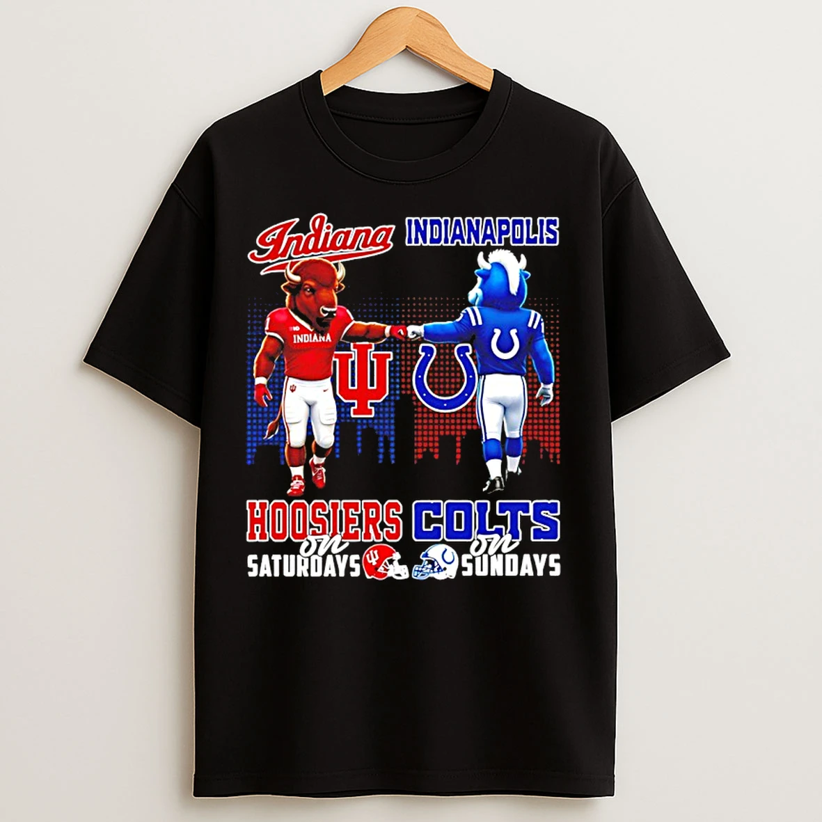 Classic Indiana Hoosiers On Saturdays Vs Indianapolis Colts On Sundays Mascot Skyline T Shirts