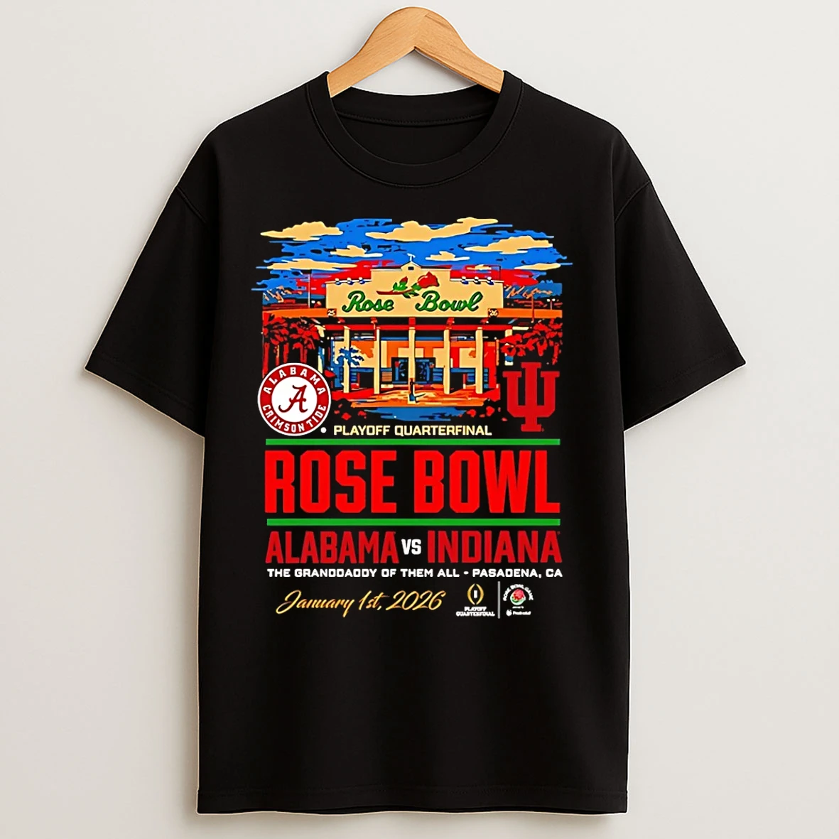 Classic Indiana Hoosiers Vs Alabama 2026 Rose Bowl Stadium T Shirts