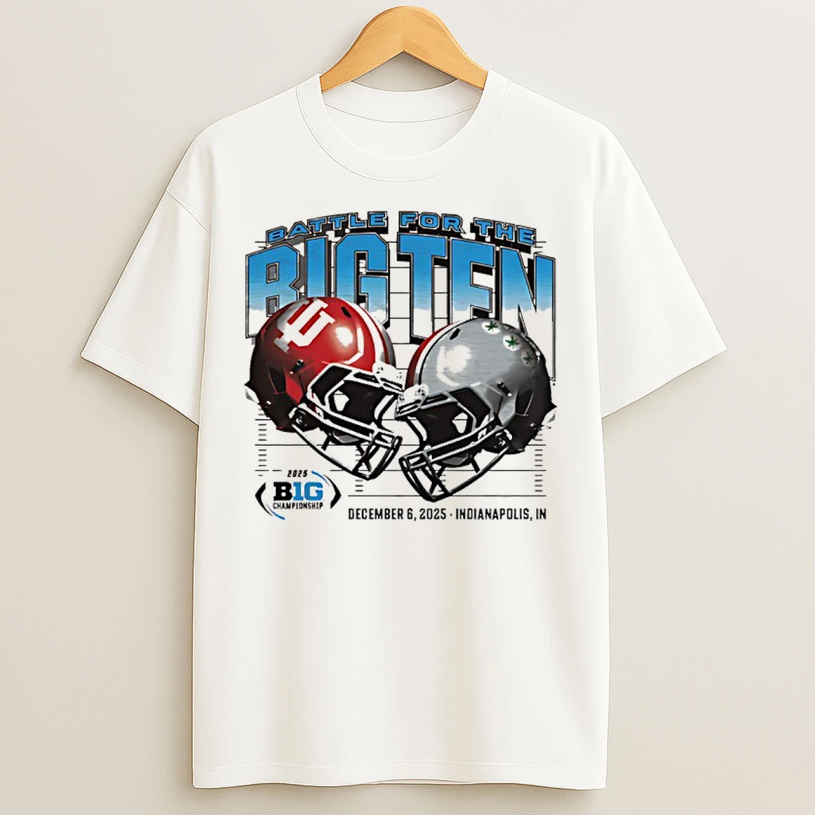 Classic Indiana Hoosiers Vs Ohio State Buckeyes Battle For The Big Ten 2025 Helmets T Shirts