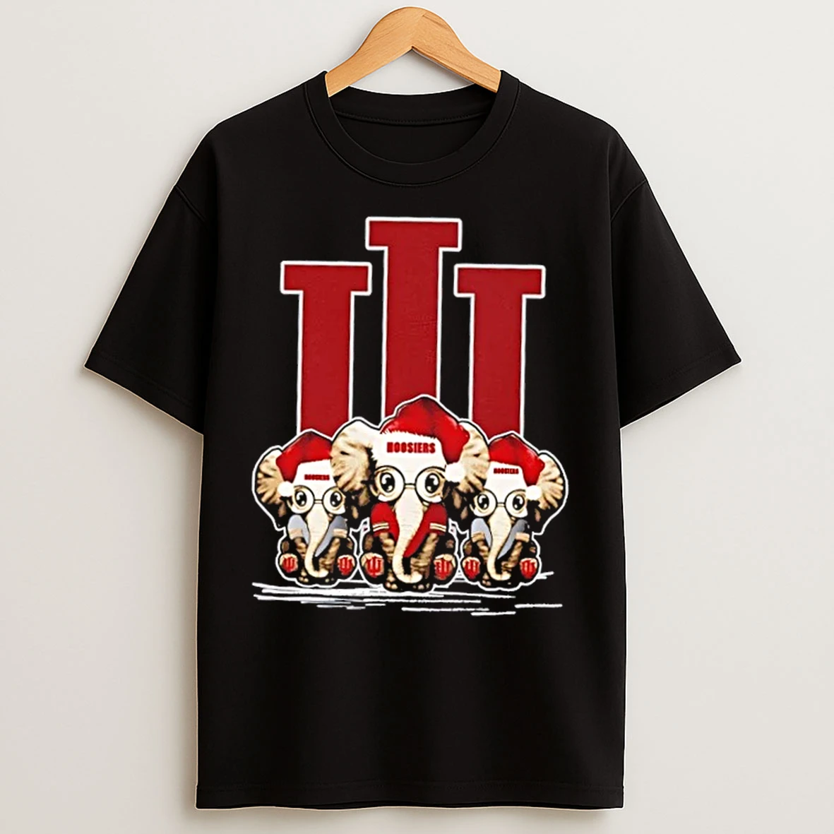 Classic Indiana Hoosiers X Elephants Santa Hat Merry Christmas T Shirts