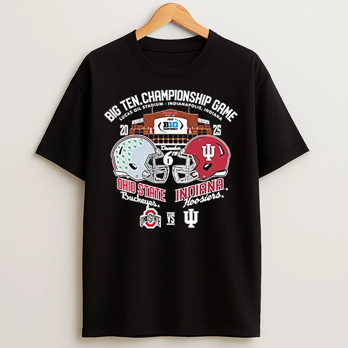 Classic Indiana Vs Ohio State 2025 Big Ten Football Championship Game Helmet T Shirts