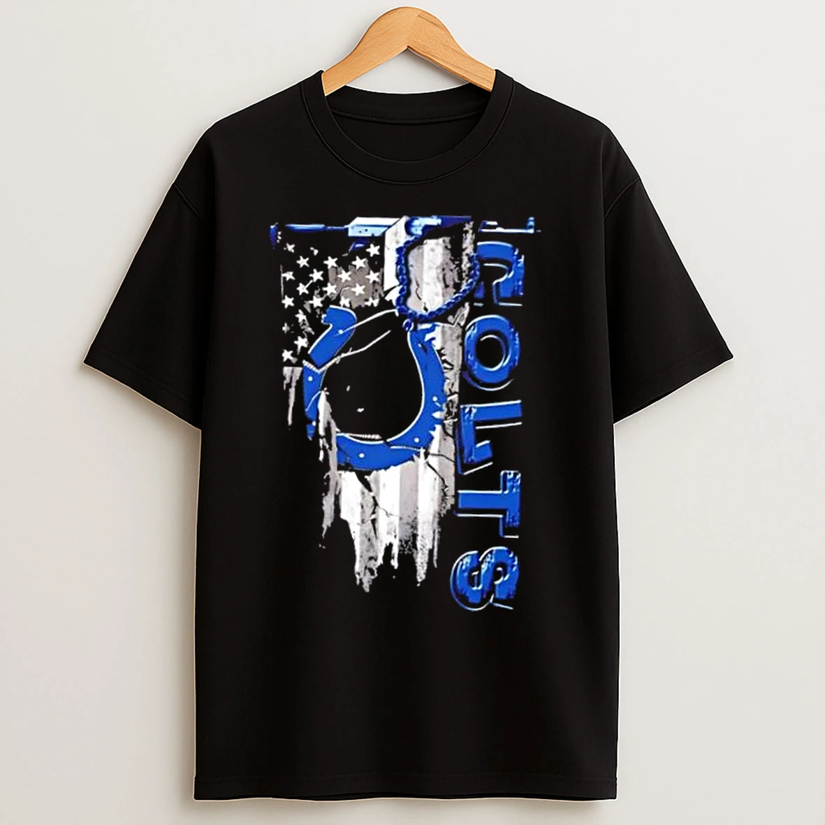 Classic Indianapolis Colts Football Battle Shattered Usa Flag Rip Design T Shirts