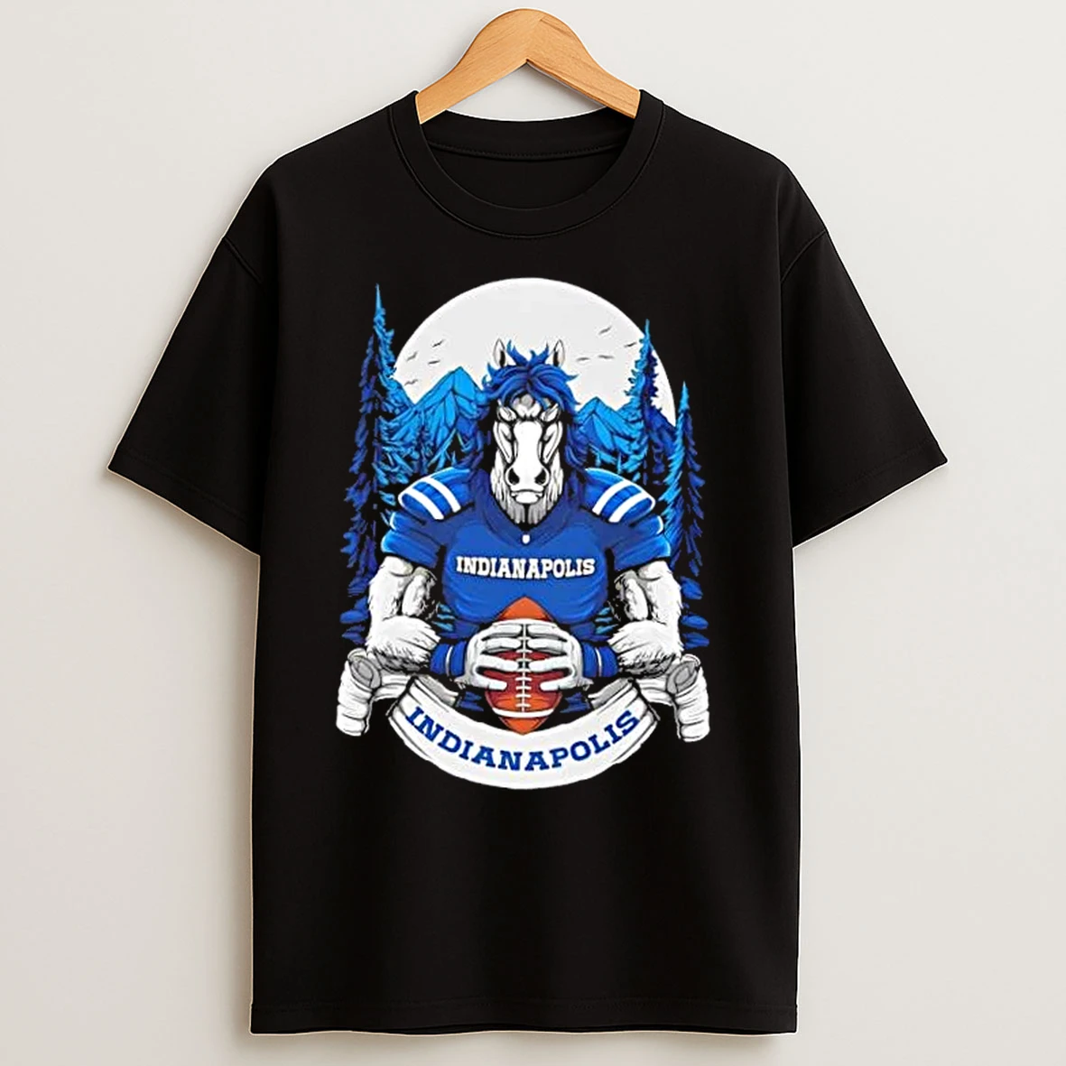Classic Indianapolis Colts Football Mascot Hug The Ball T Shirts