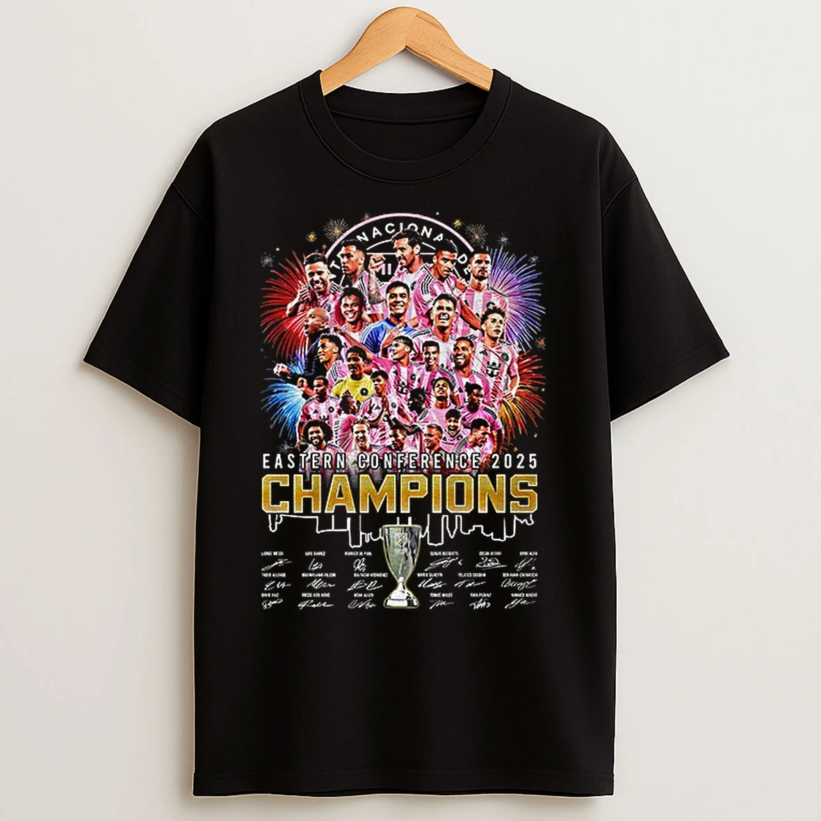 Classic Inter Miami Cf Eastern Conference 2025 Champions Signatures T Shirts