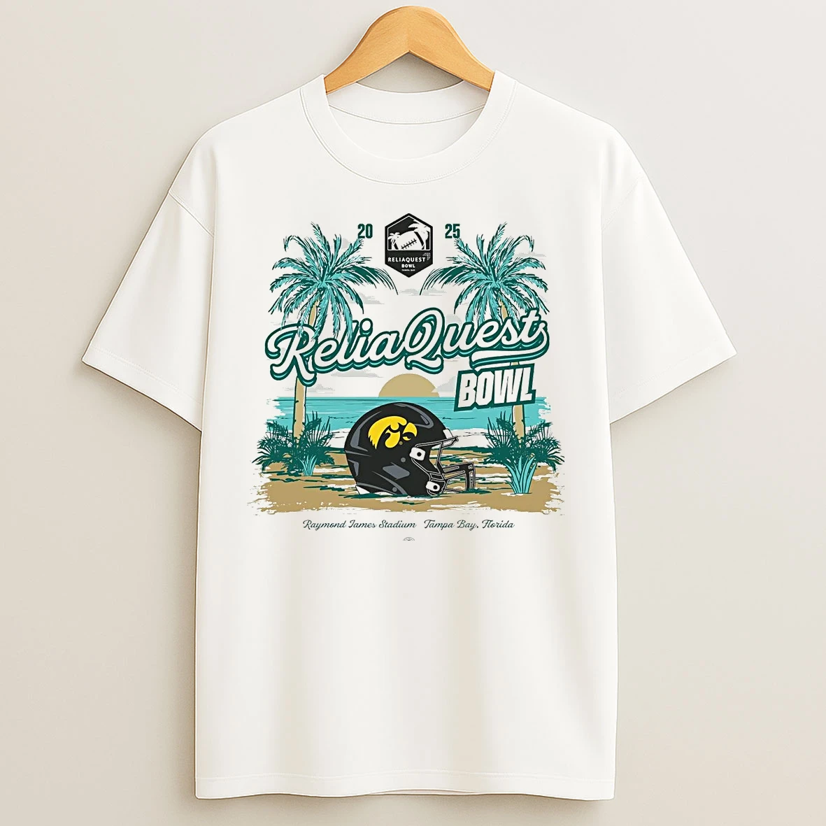 Classic Iowa Hawkeyes 2025 Reliaquest Bowl Helmet Beach T Shirts