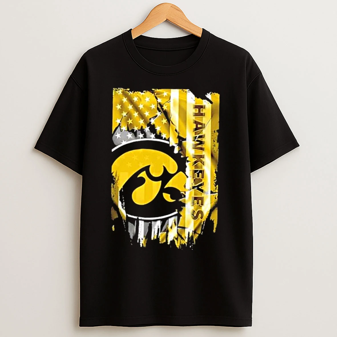 Classic Iowa Hawkeyes Football X American Flag T Shirts
