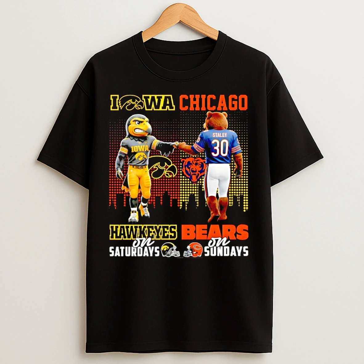 Classic Iowa Hawkeyes On Saturdays X Chicago Bears On Sunday Mascot T Shirts