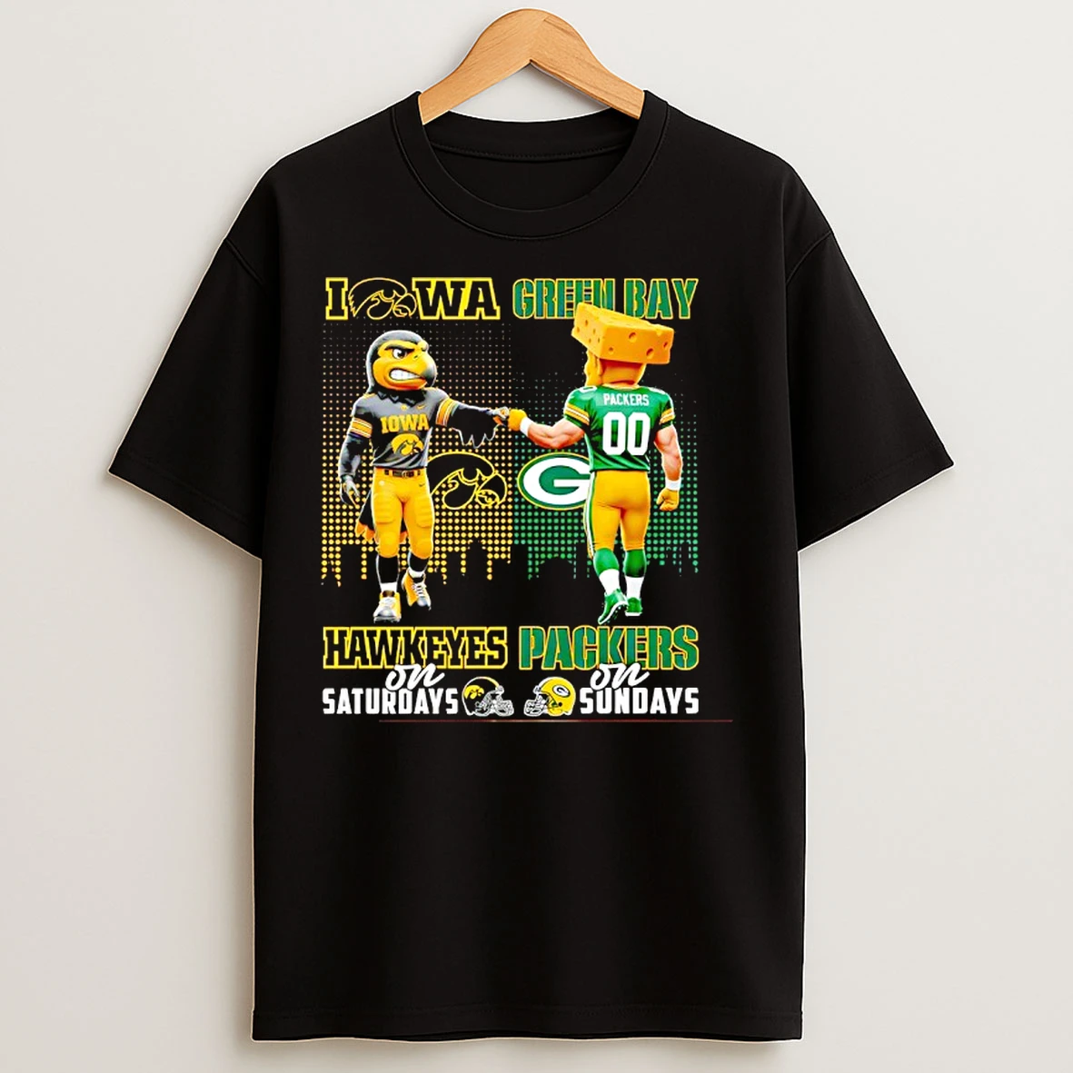 Classic Iowa Hawkeyes On Saturdays X Green Bay Packers On Sunday Mascot T Shirts