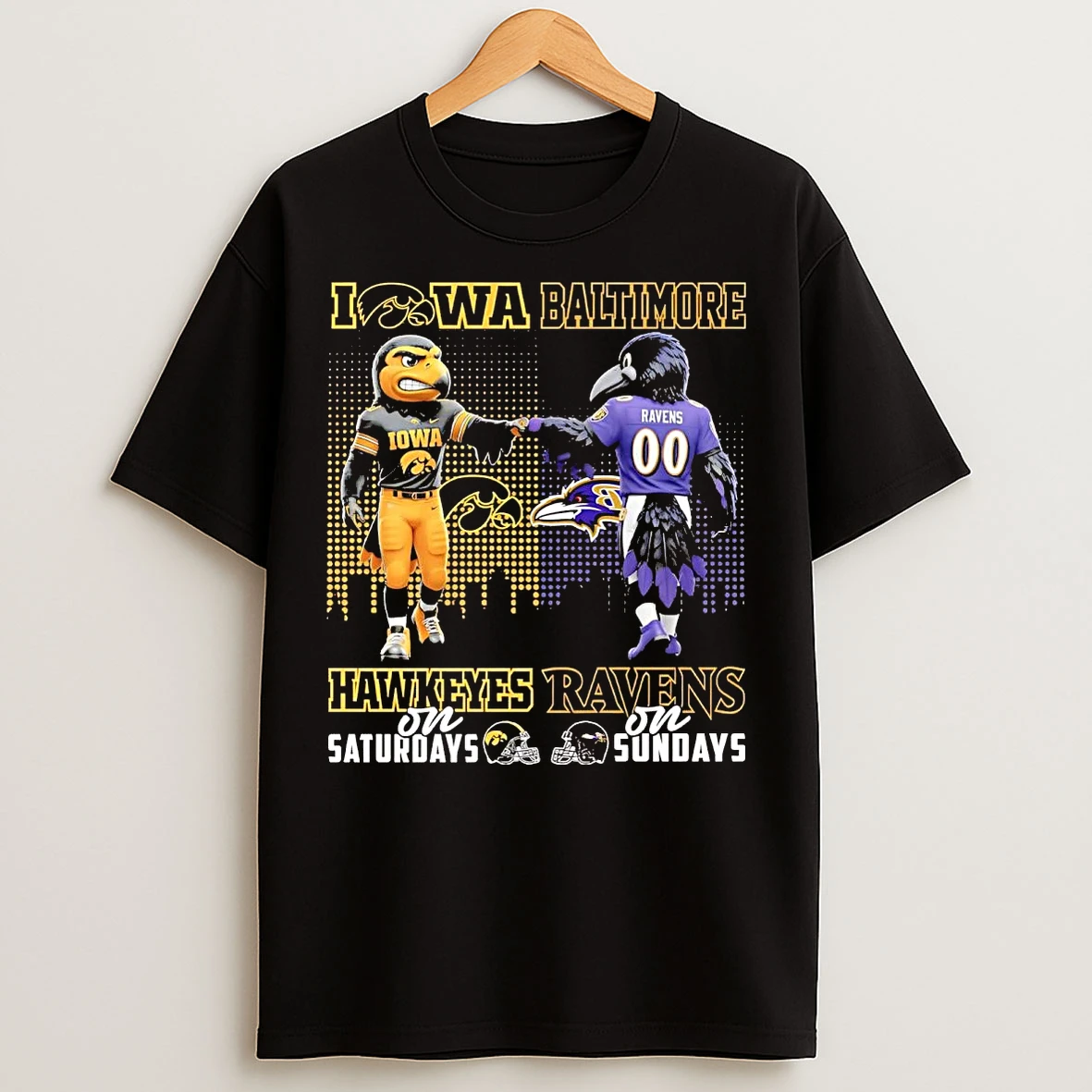 Classic Iowa Hawkeyes On Saturdays Baltimore Ravens On Sundays Mascot T Shirts