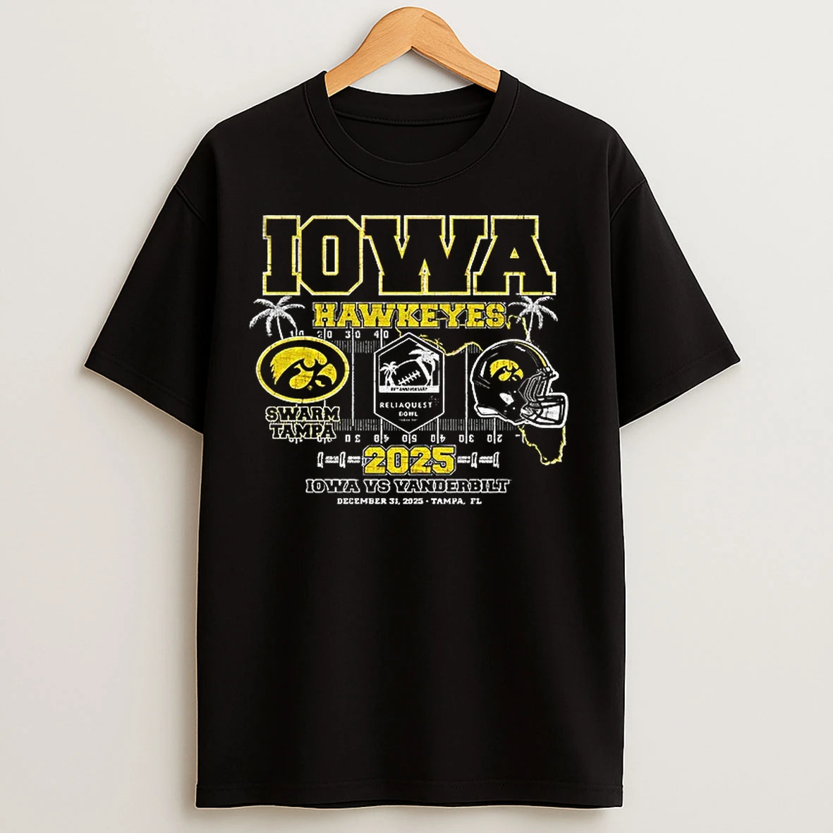 Classic Iowa Hawkeyes Vs Vanderbilt Commodores Swarm Tampa 2025 T Shirts