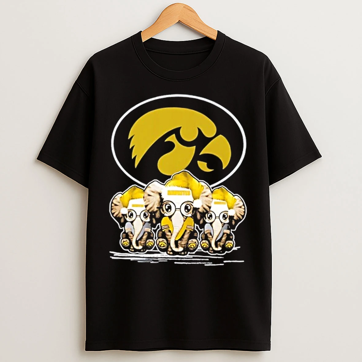 Classic Iowa Hawkeyes X Elephants Santa Hat Merry Christmas T Shirts