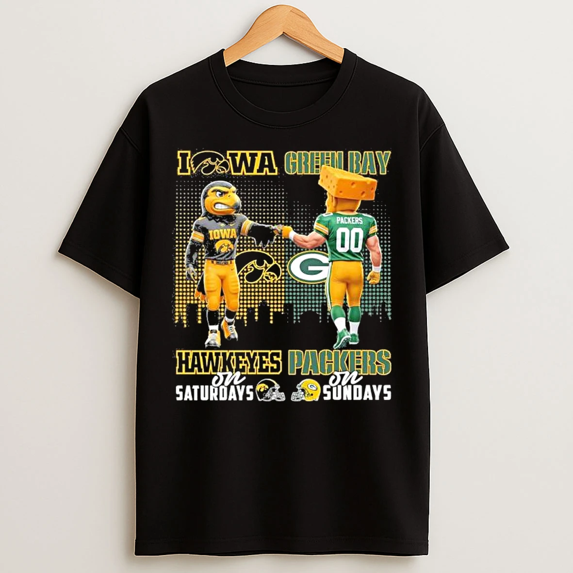 Classic Iowa Vs Packers Mascot On Saturdays And On Sundays T Shirts