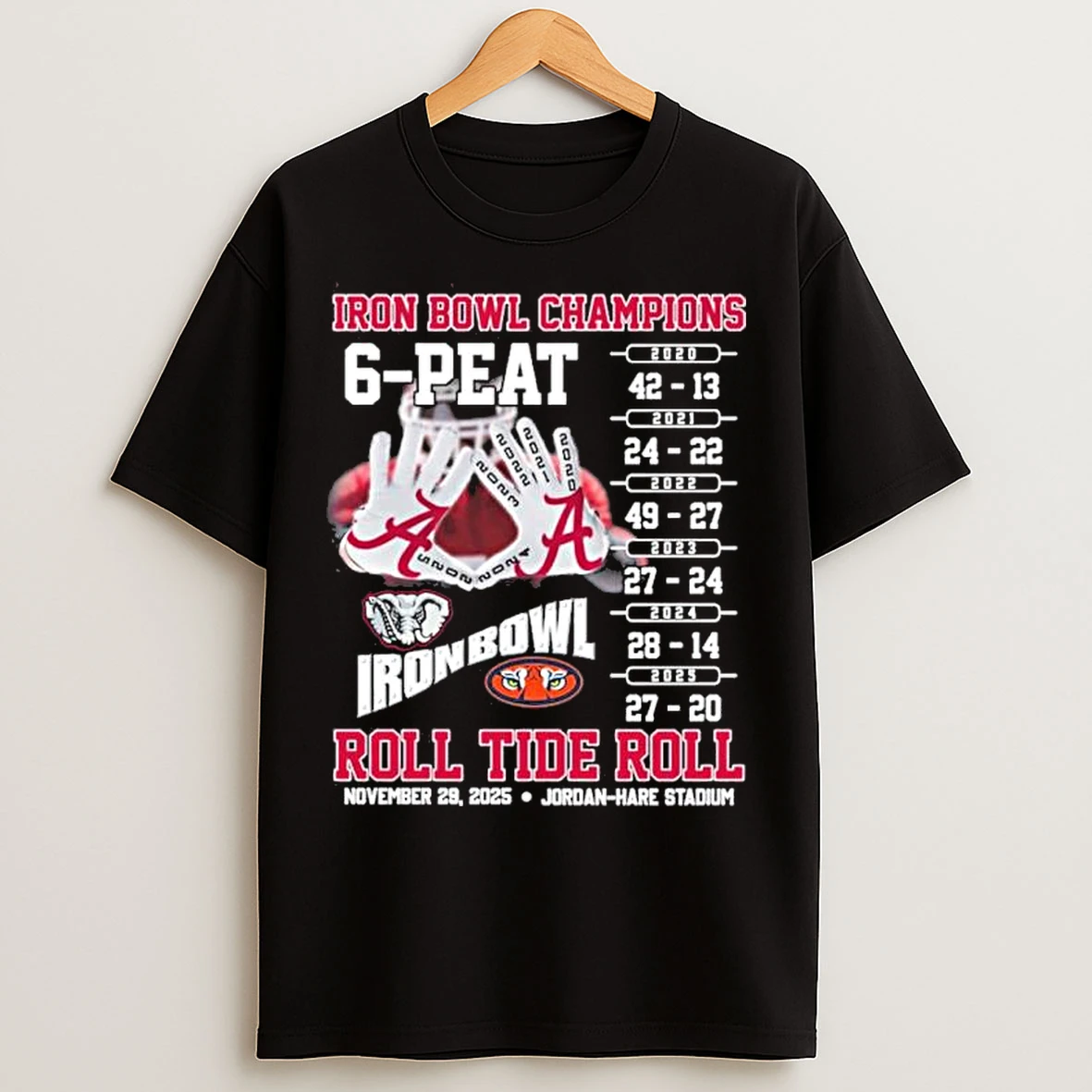 Classic Iron Bowl Champions 2025 Alabama Beat Auburn 6 Peat T Shirts