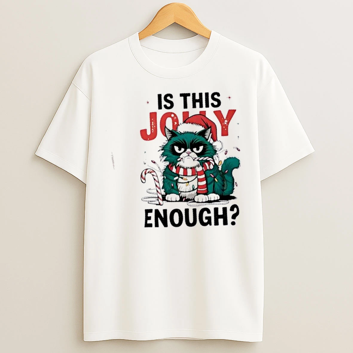 Classic Is This Jolly Enough Grumpy Cat Christmas Lights T Shirts