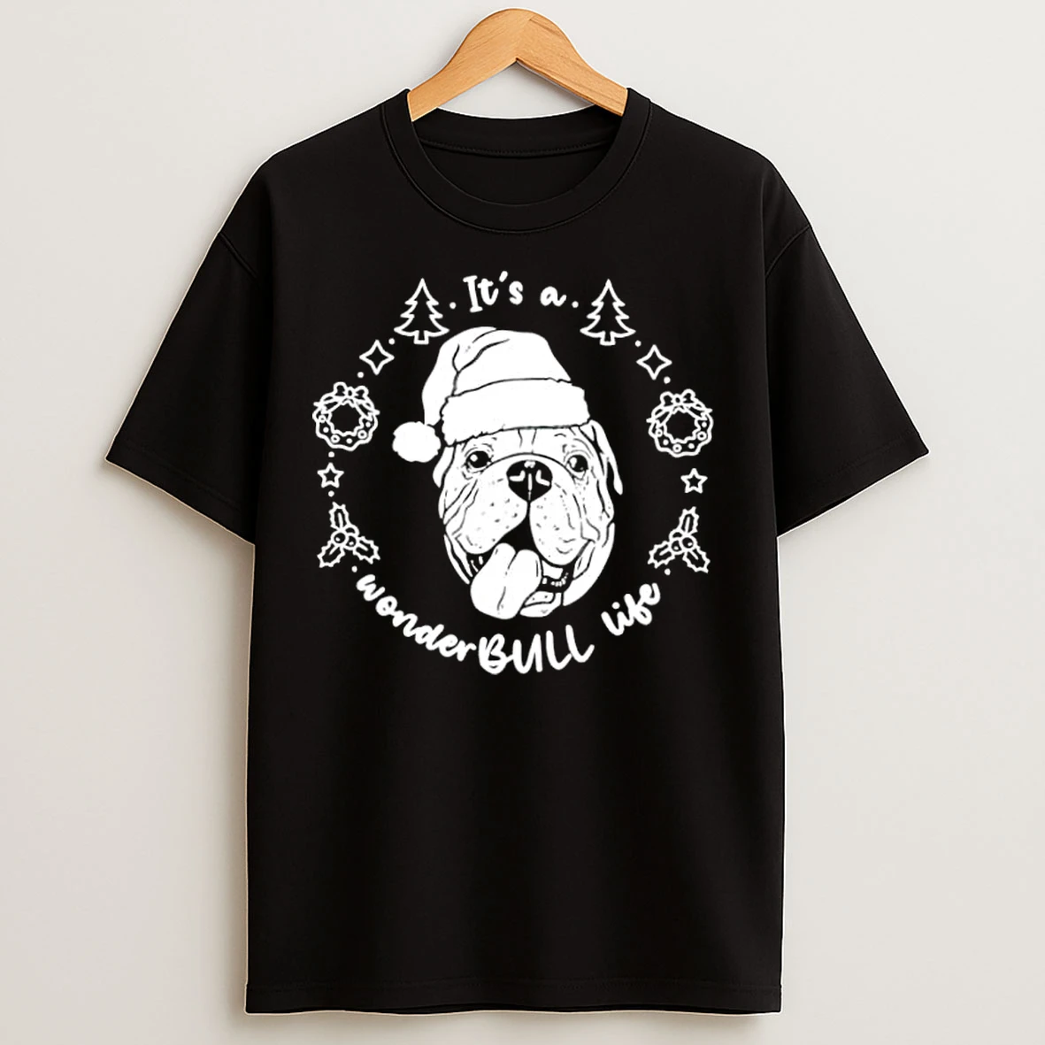 Classic Its A Wonder Bull Life Bulldog Santa T Shirts