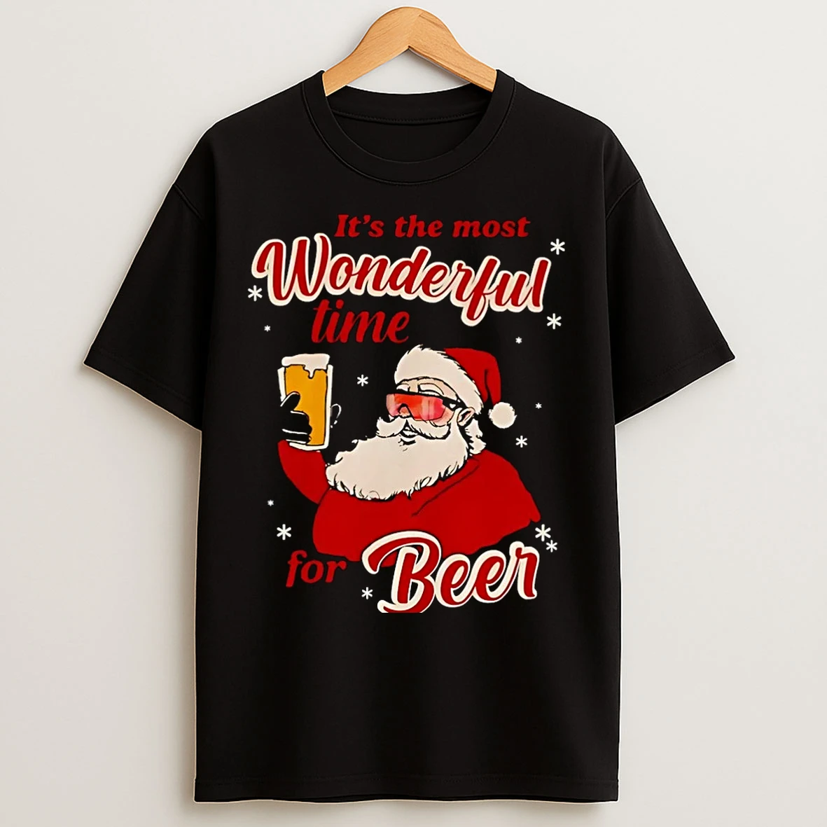Classic Its The Most Wonderful Time For Beer Santa Christmas Christmas T Shirts