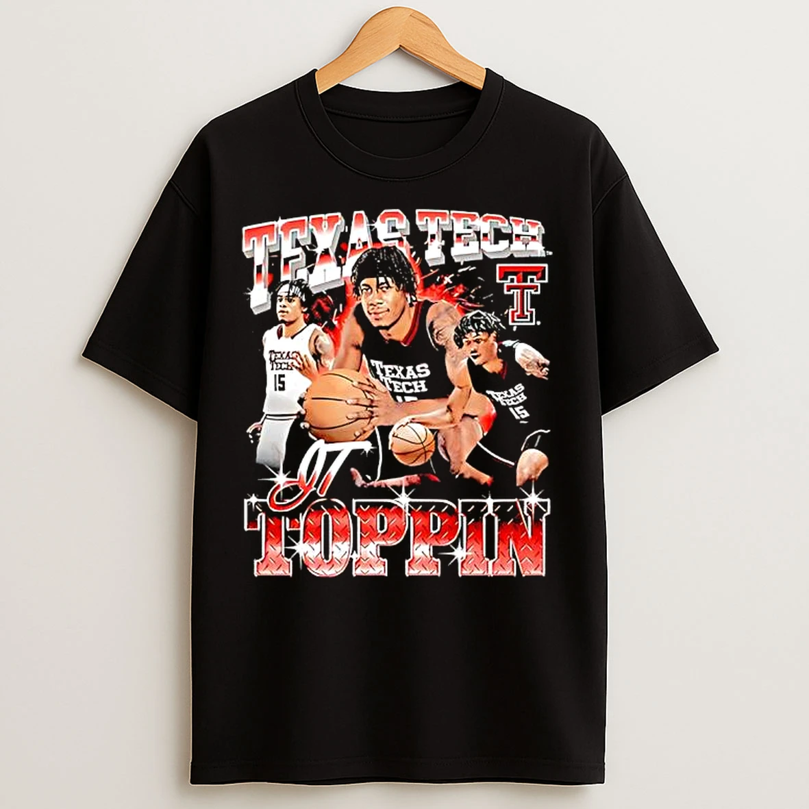 Classic Jt Toppin Texas Tech Red Raiders Basketball 90s T Shirts