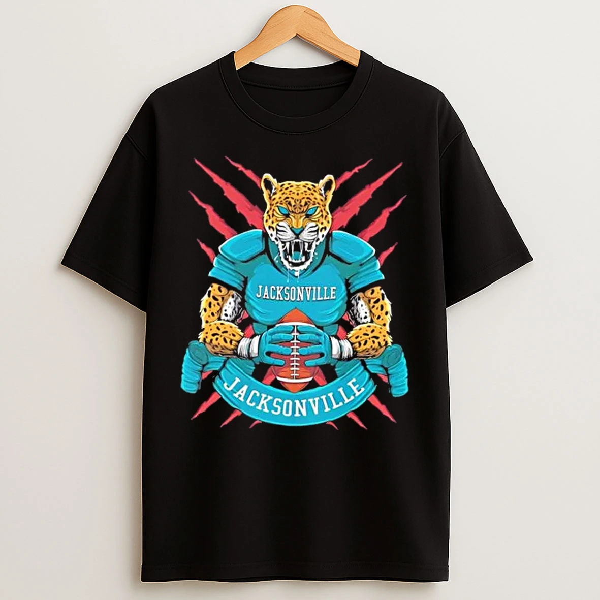 Classic Jacksonville Jaguars Football Mascot Hug The Ball T Shirts