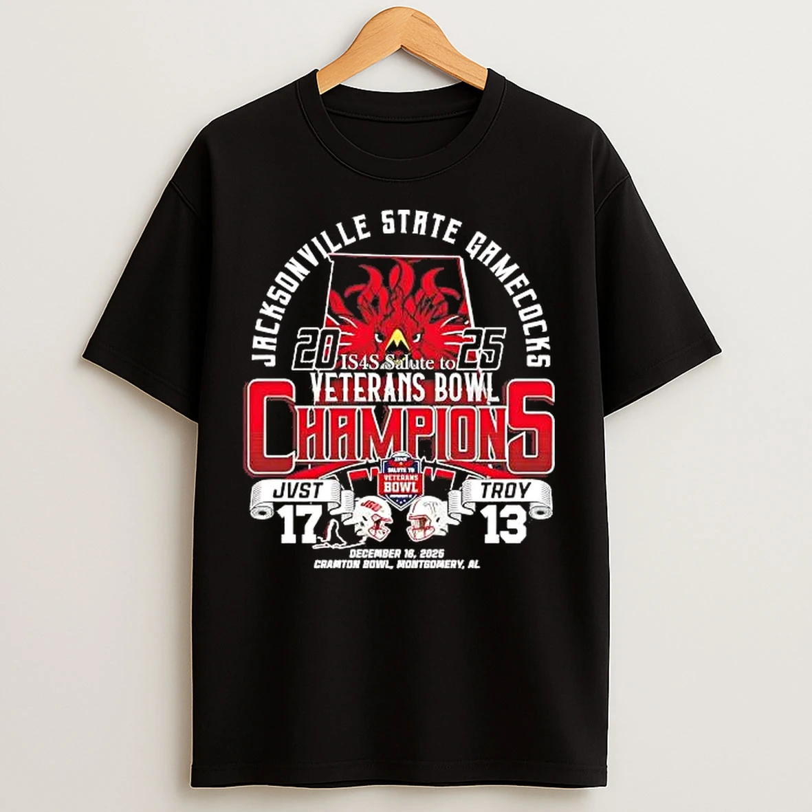 Classic Jacksonville State Gamecocks 2025 Veterans Bowl Champions Score T Shirts