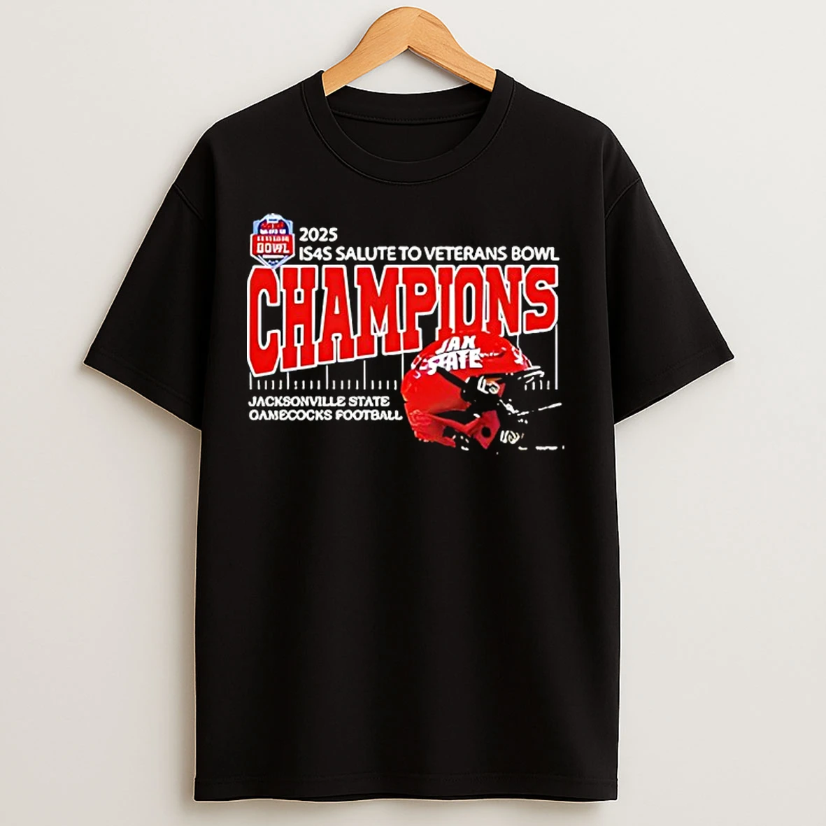 Classic Jacksonville State Gamecocks Football Are 2025 Is4s Salute To Veterans Bowl Champions Helmet T Shirts