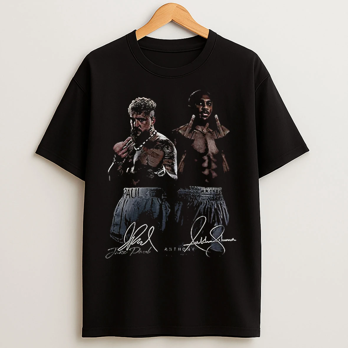 Classic Jake Paul And Anthony Joshua Middle Finger Flipping The Bird Signature Vintage T Shirts
