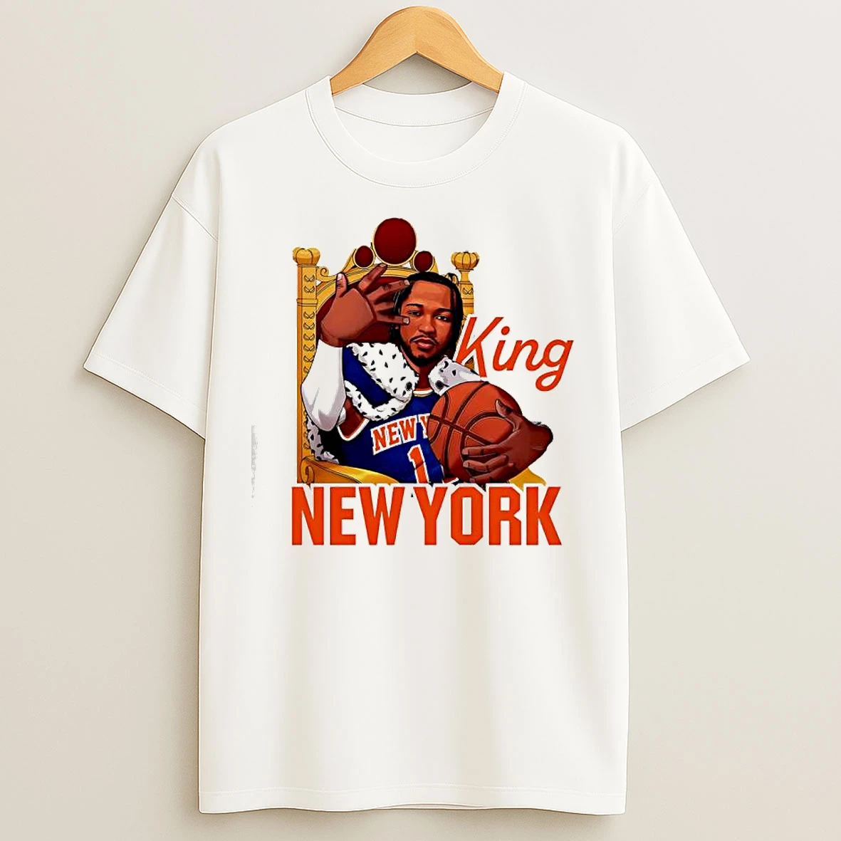 Classic Jalen Brunson The King Of New York Knicks Graphic T Shirts