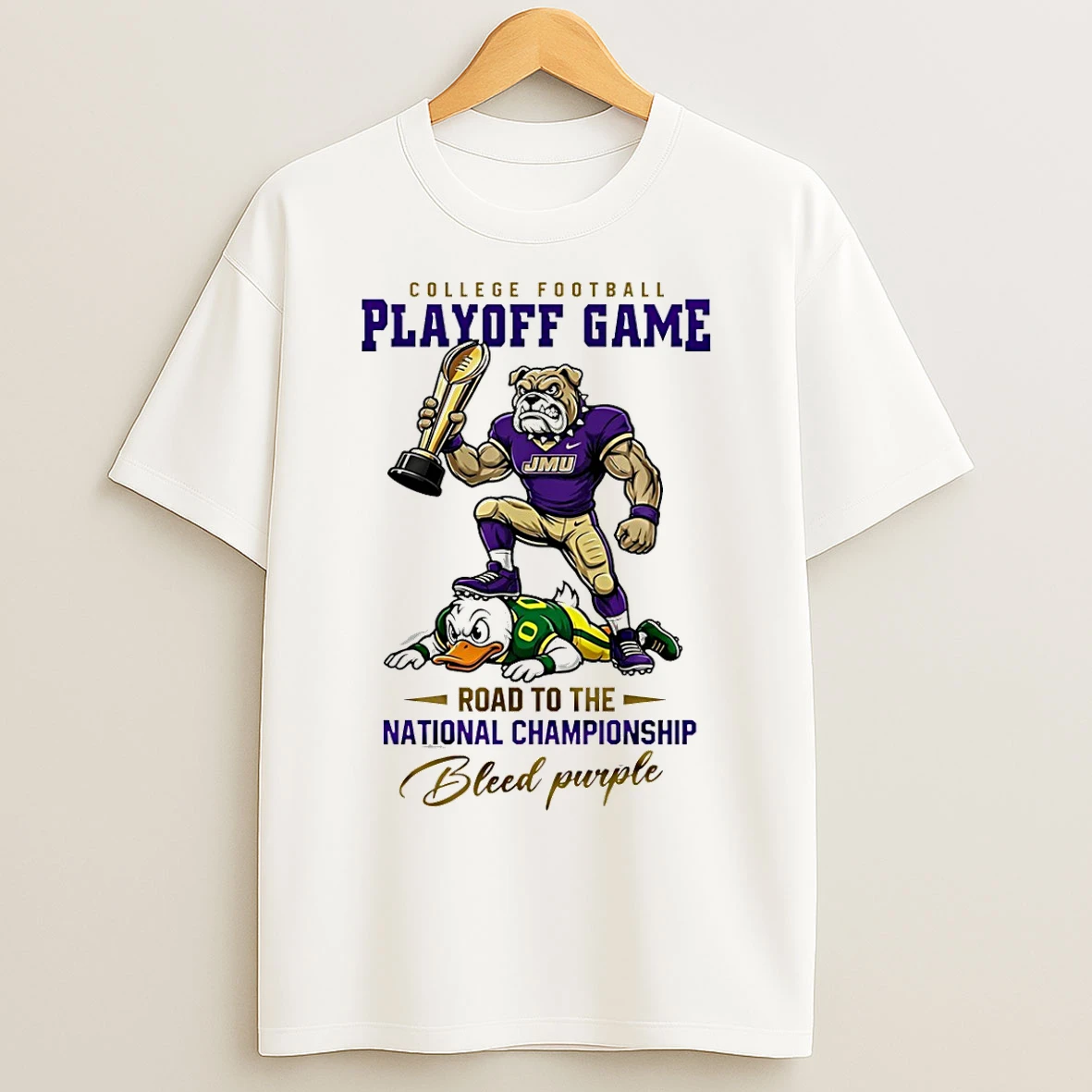 Classic James Madison Dukes 2025 26 Cfp Road To The National Championship Bleed Purple Mascot T Shirts
