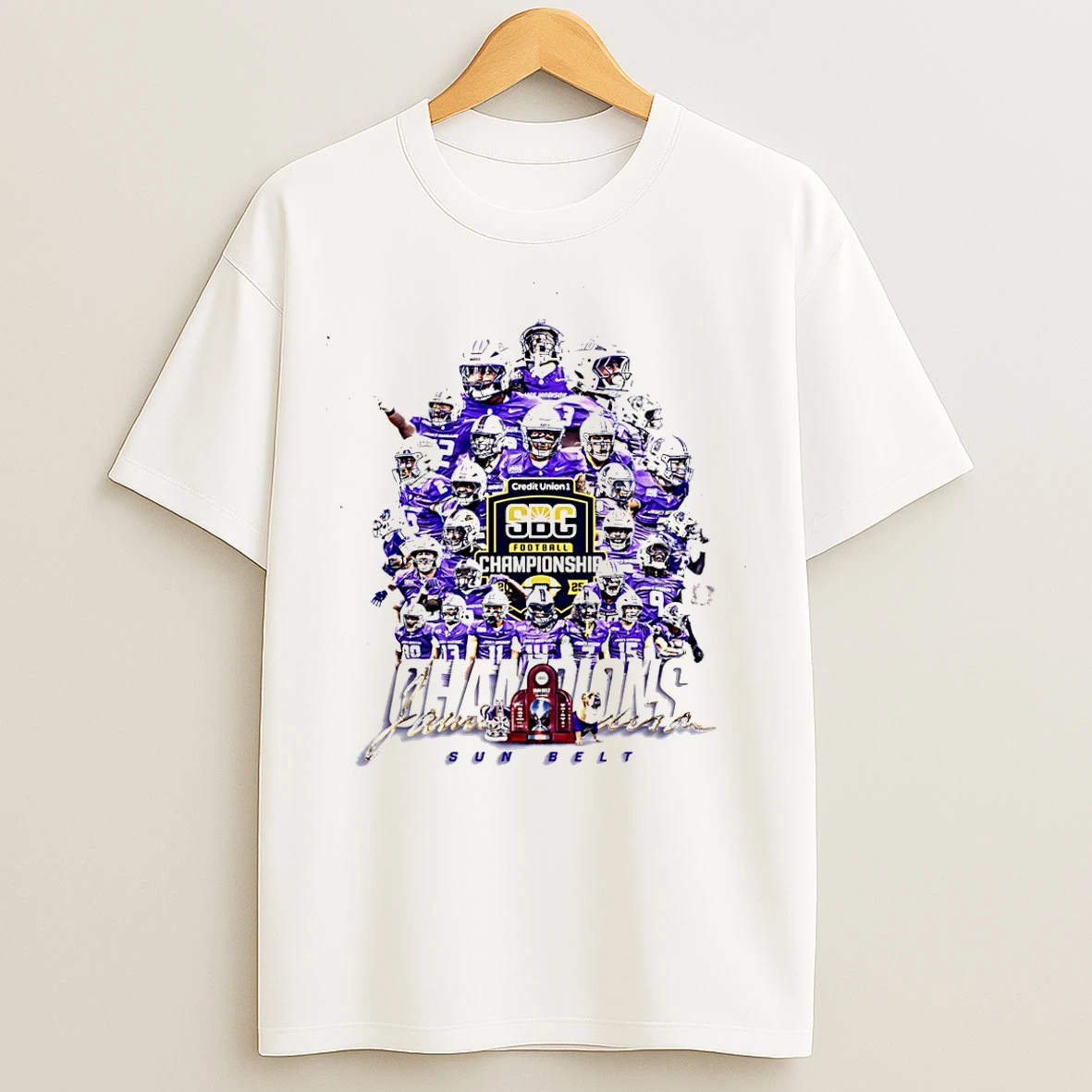 Classic James Madison Dukes 2025 Sun Belt Champions T Shirts