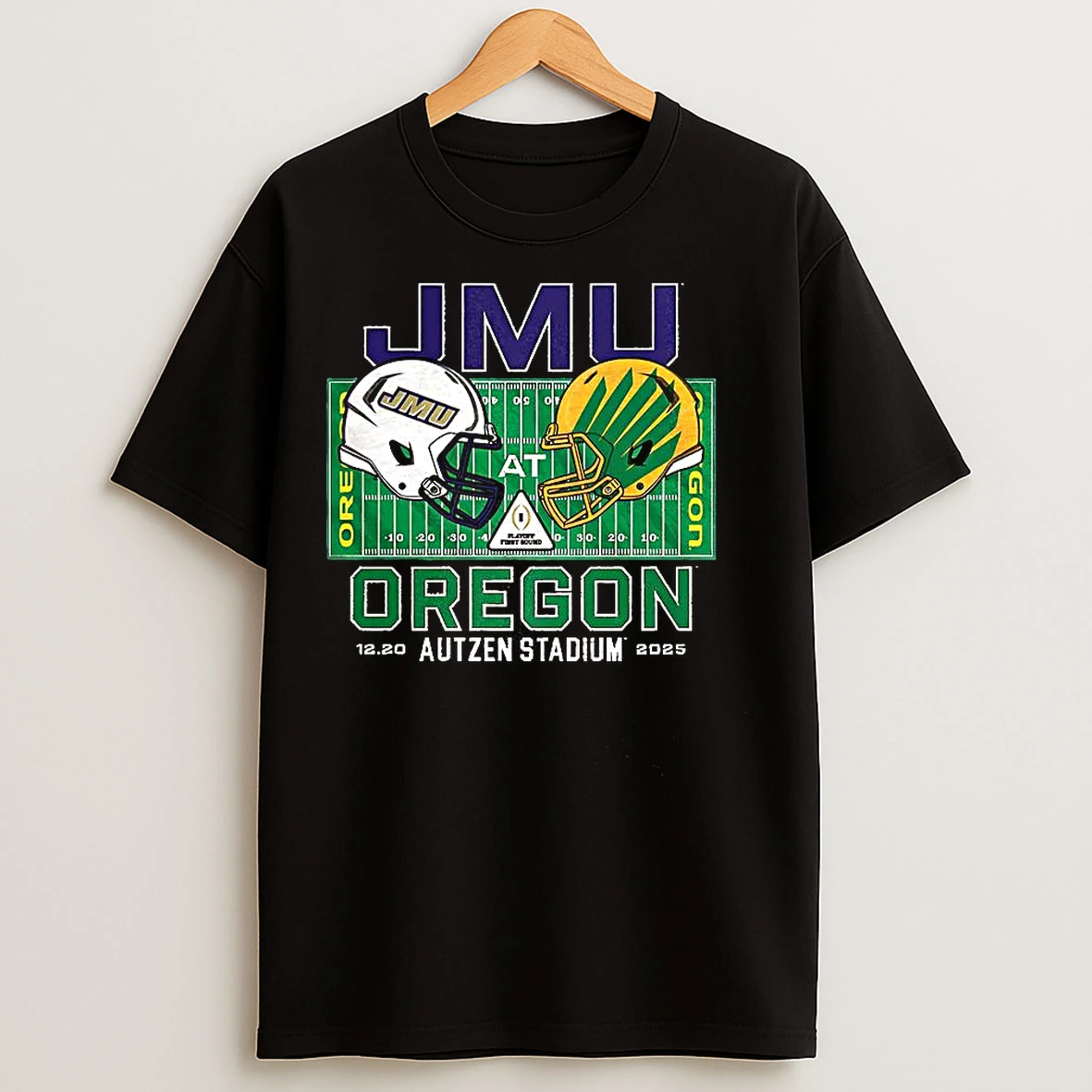 Classic James Madison Dukes Vs Oregon Ducks Ncaa Cfp 2025 Autzen Field Helmet T Shirts