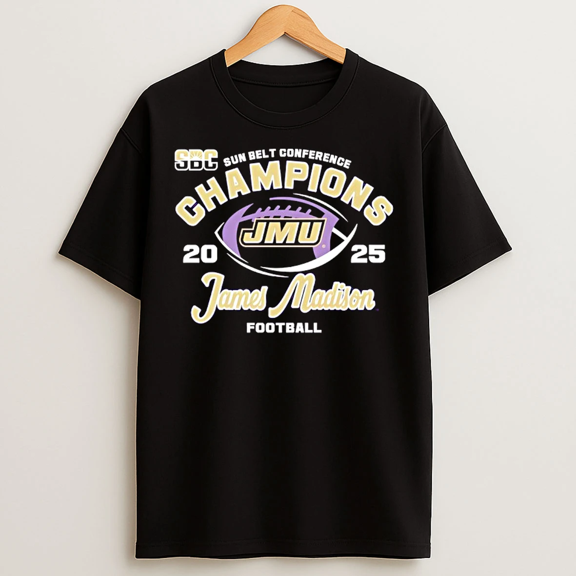 Classic James Madison University Dukes Football 2025 Sun Belt Champions Logo T Shirts