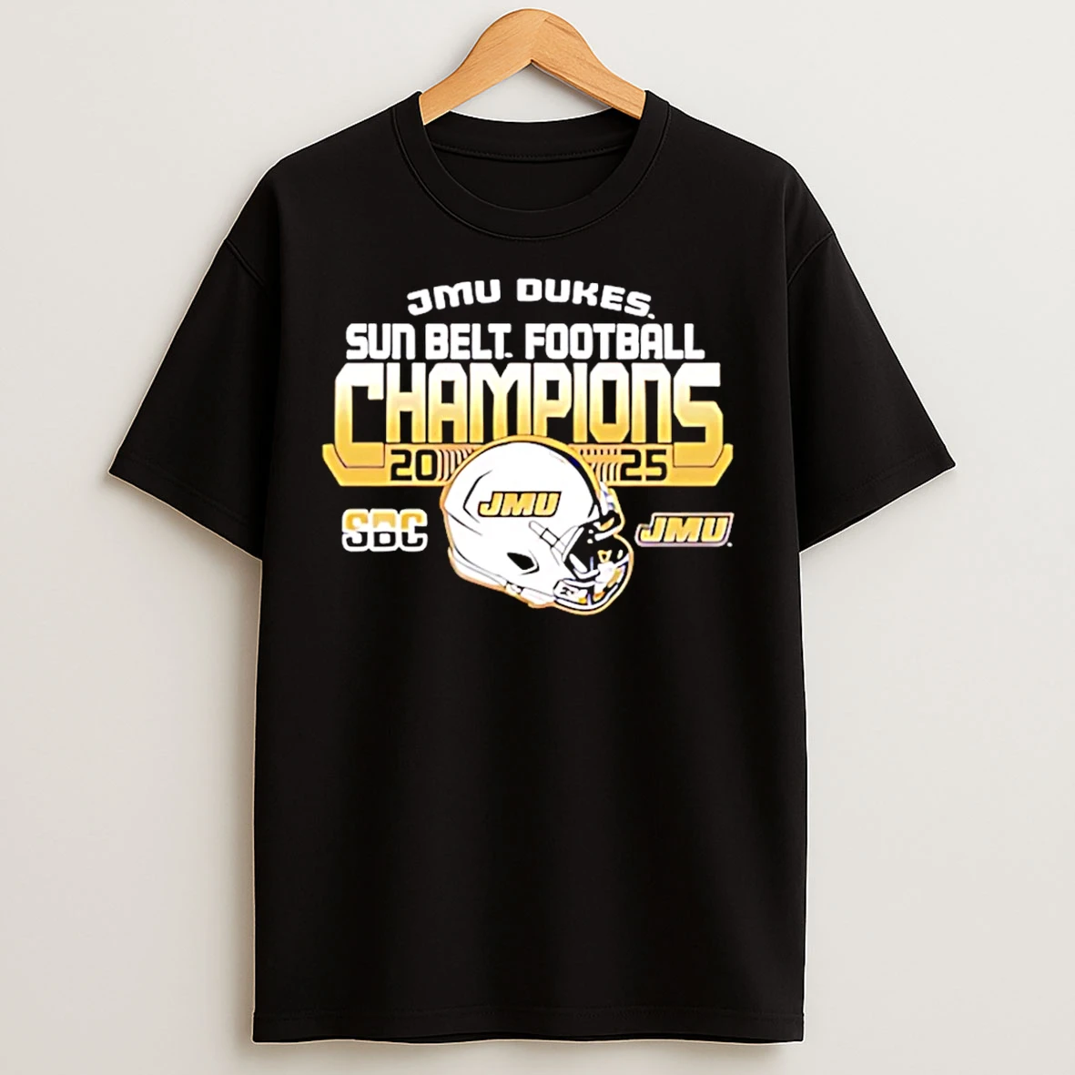 Classic James Madison University Dukes Sun Belt Football Champions 2025 T Shirts