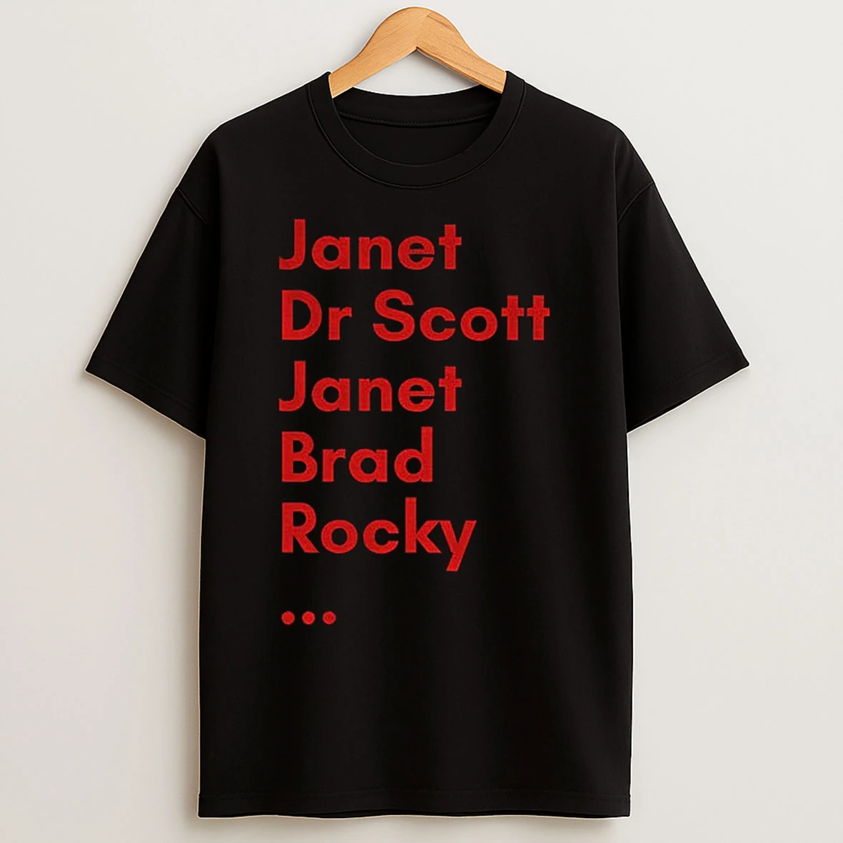 Classic Janet Dr Scott Janet Brad Rocky Rocky Horror Show T Shirts