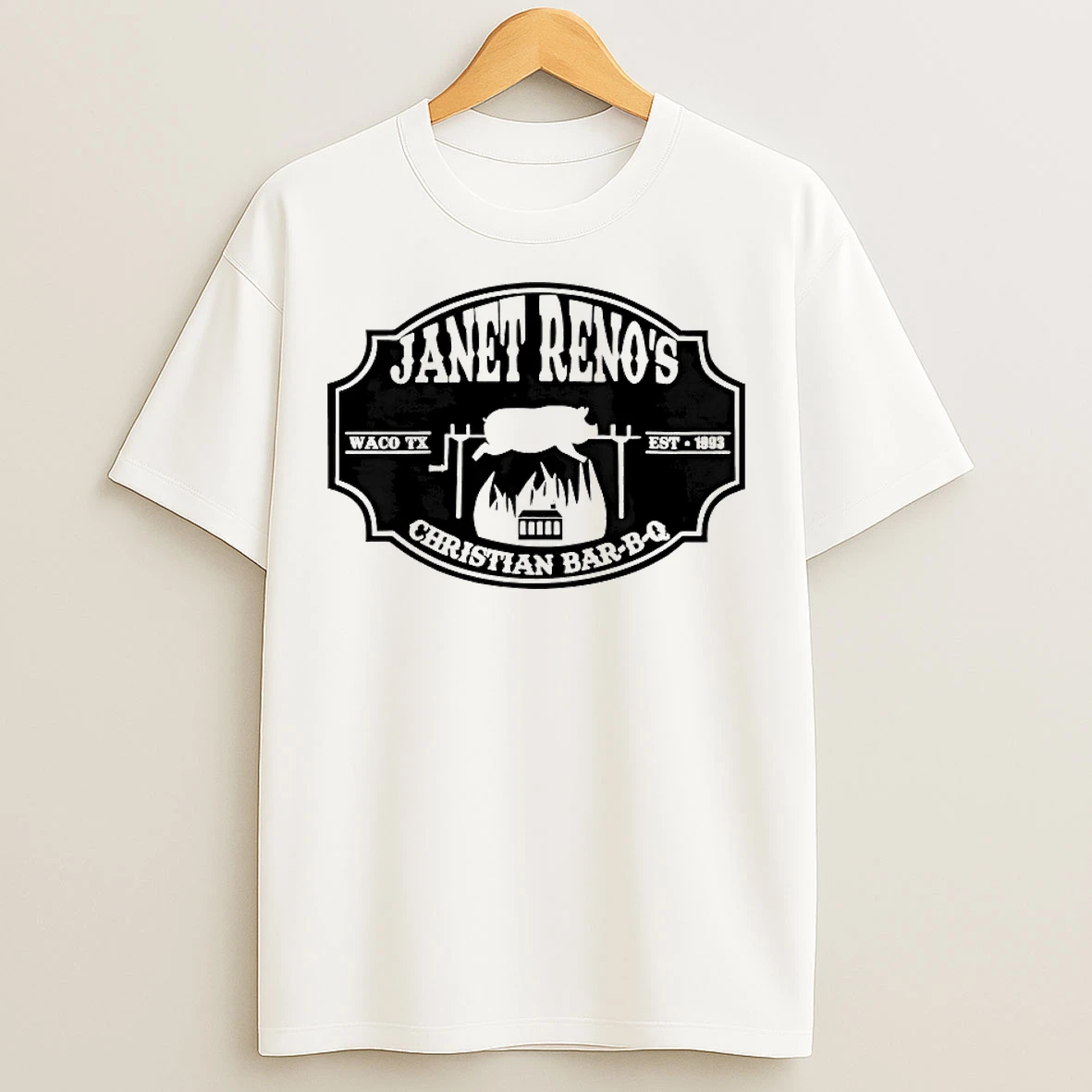 Classic Janet Renos Christian Bar B Q Waco Tx Est 1993 T Shirts