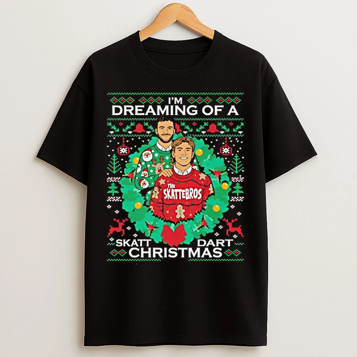Classic Jaxson Dart And Cam Skattebo New York Giants Im Dreaming Of A Skatt Dart Ugly Christmas T Shirts