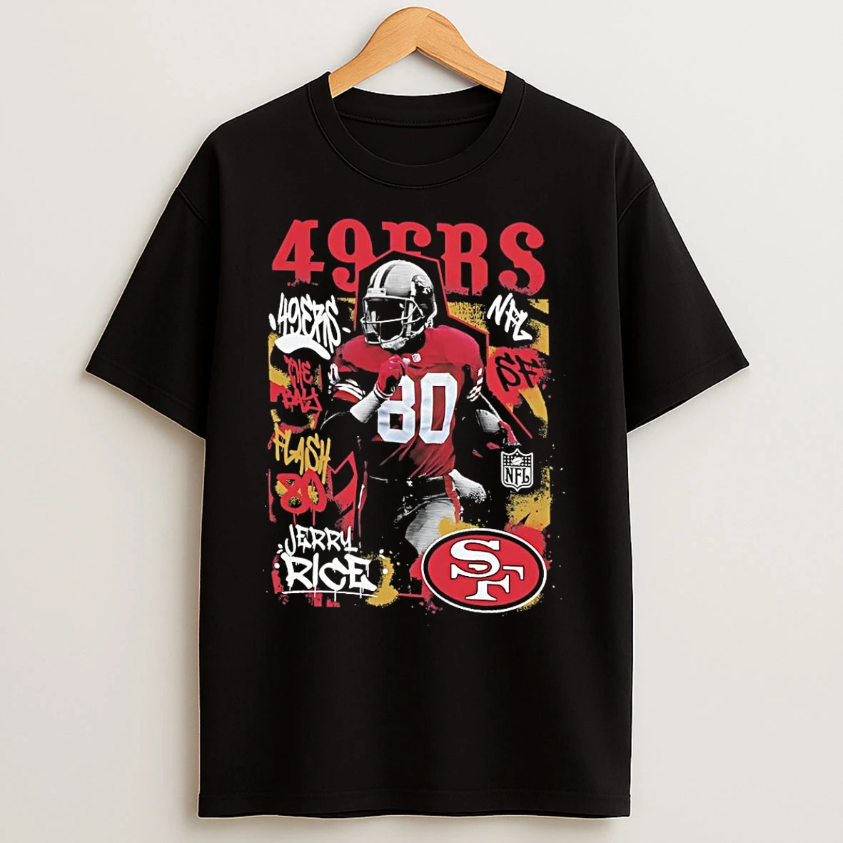 Classic Jerry Rice San Francisco Nfl Star Player Graffiti Style T Shirts