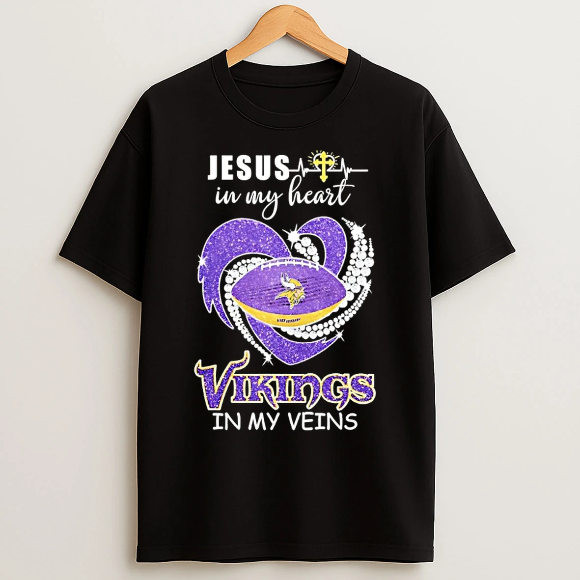 Classic Jesus In My Heart Minnesota Vikings In My Veins T Shirts