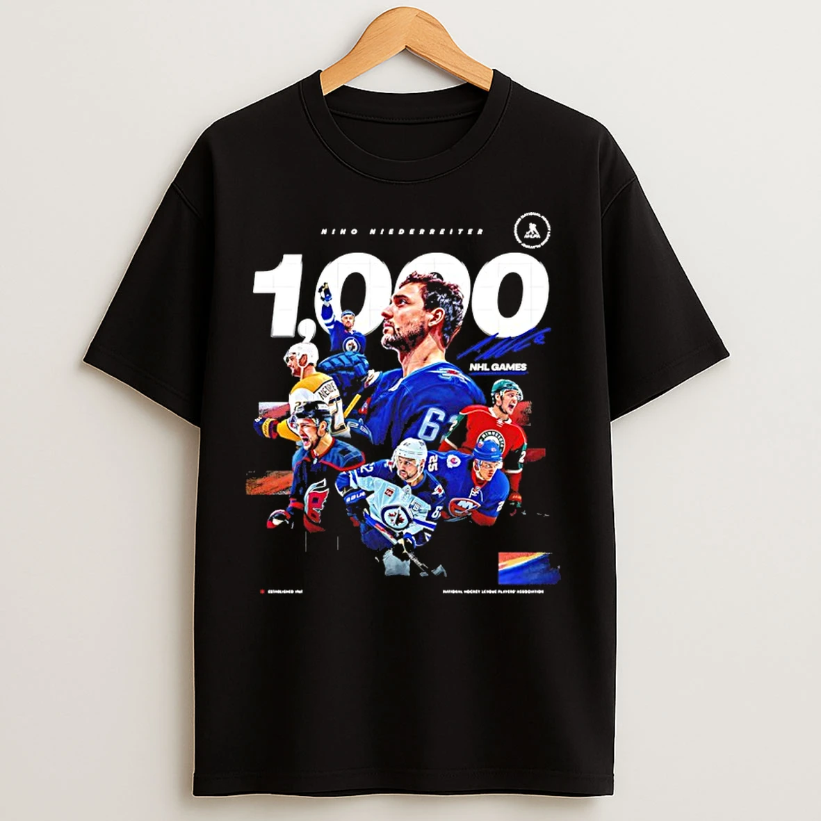 Classic Jets Nino Niederreiter Nhl Games No 1000 Signature T Shirts